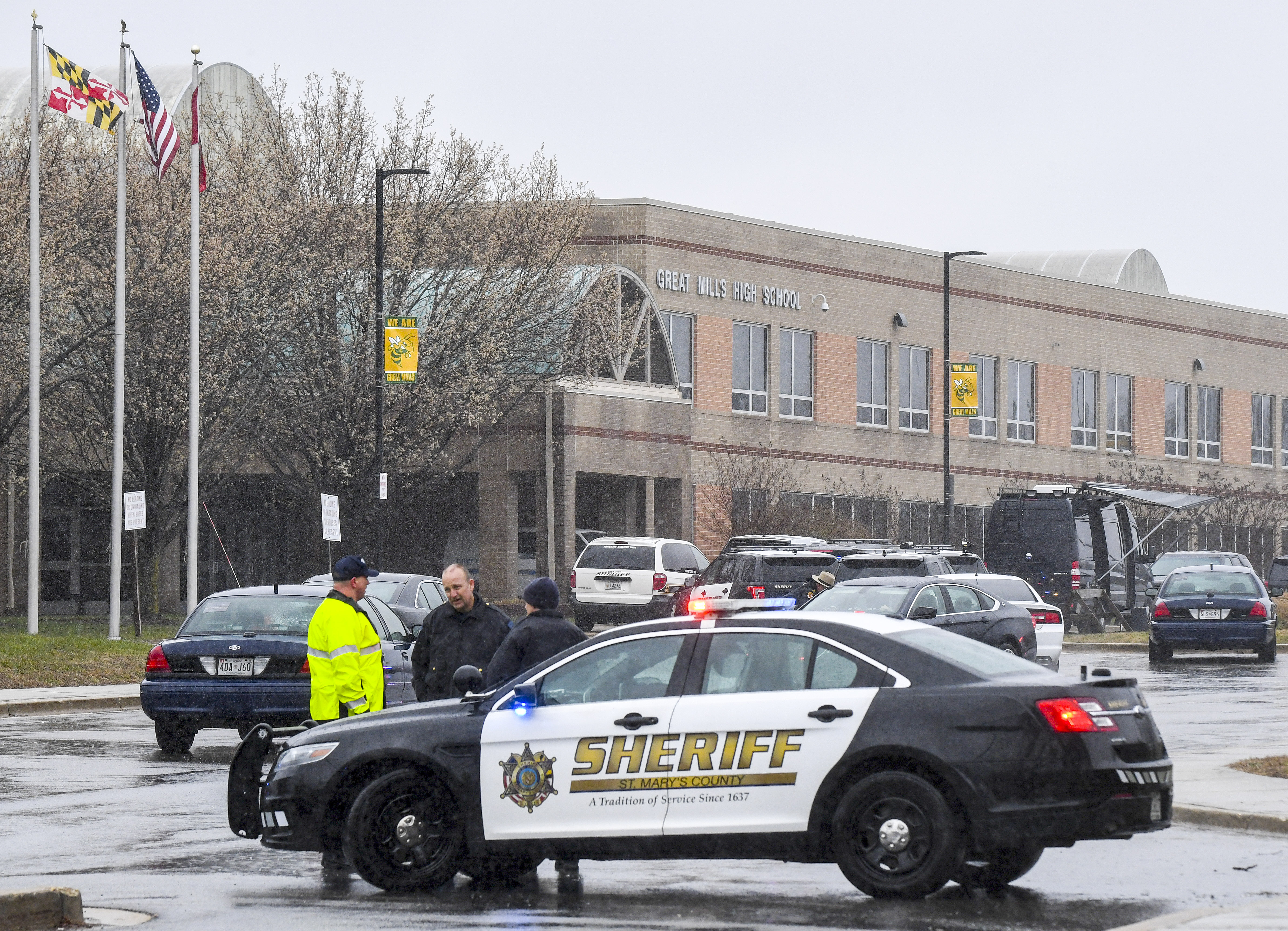 Two students were critically injured and a gunman died in a shooting at Great Mills High School in Southern Maryland Tuesday morning as classes began, according to the Saint Marys County Sheriffs Office