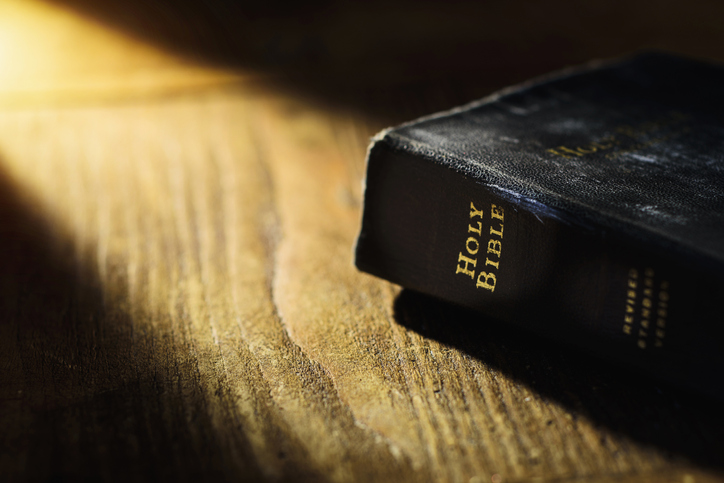 Close up of Bible on table