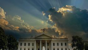 White House with ominous clouds